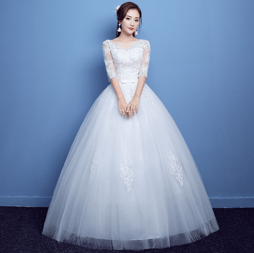 2019 Korean Vintage Lace Long Sleeve Wedding Dress - House of Beauty