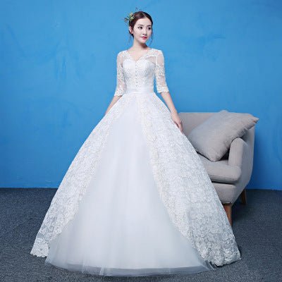2019 Korean Vintage Lace Long Sleeve Wedding Dress - House of Beauty