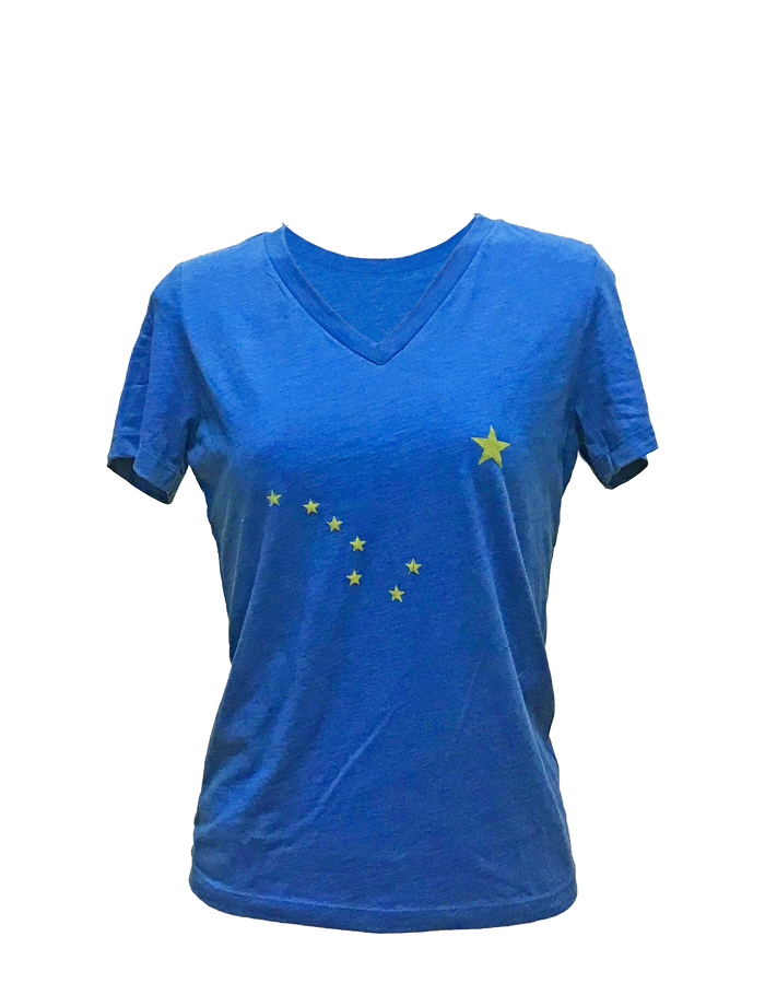 Alaska Flag Blue Tee - Ladies V-neck