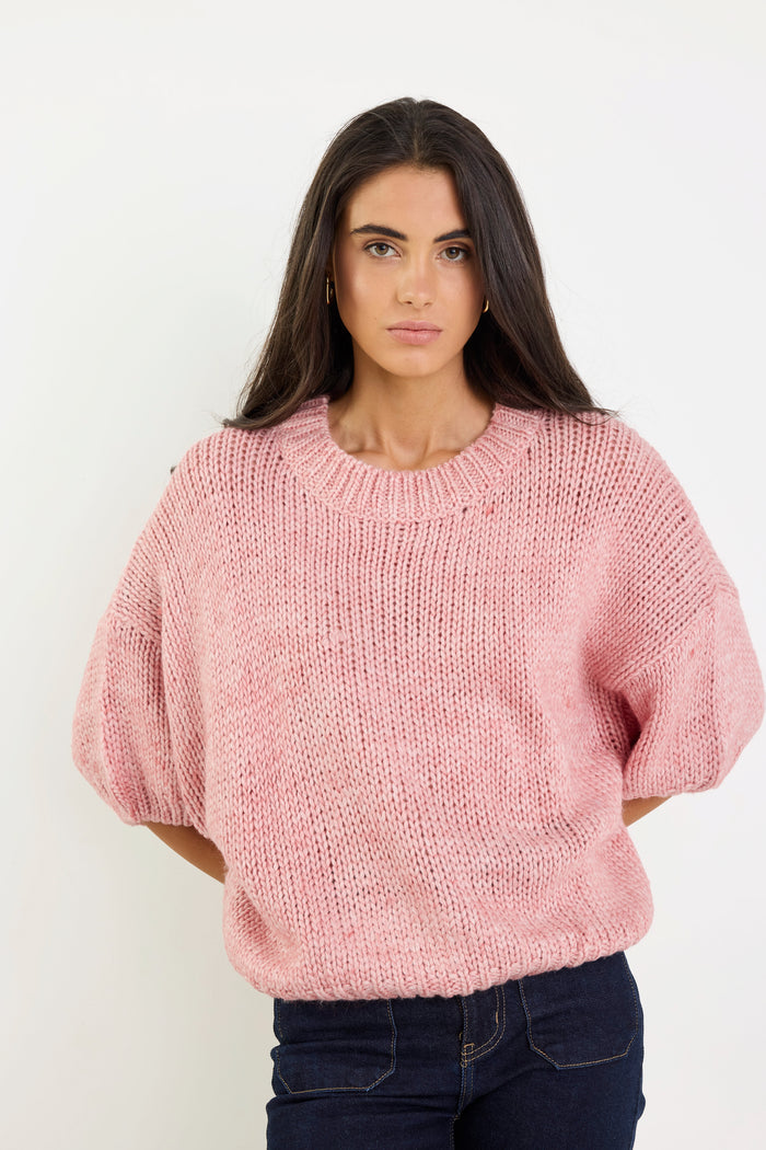 Alora Raspberry Wool Blend SS Knit Top