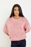 Alora Raspberry Wool Blend SS Knit Top