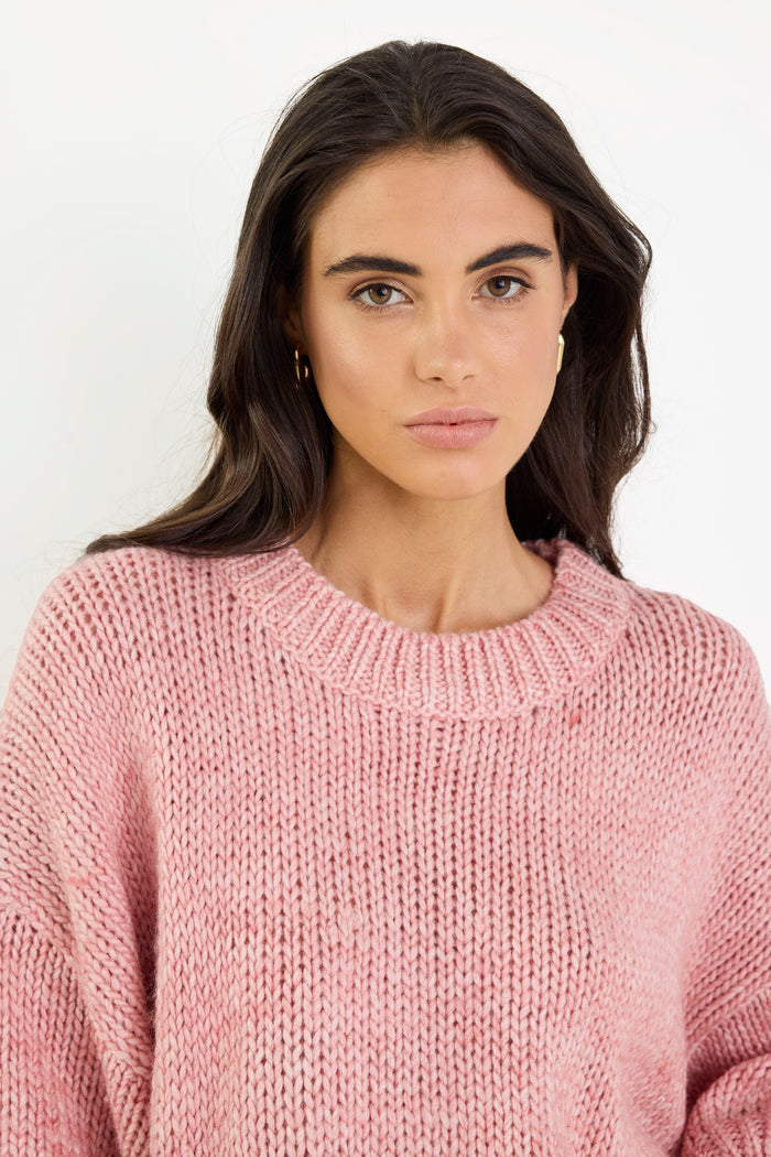 Alora Raspberry Wool Blend SS Knit Top