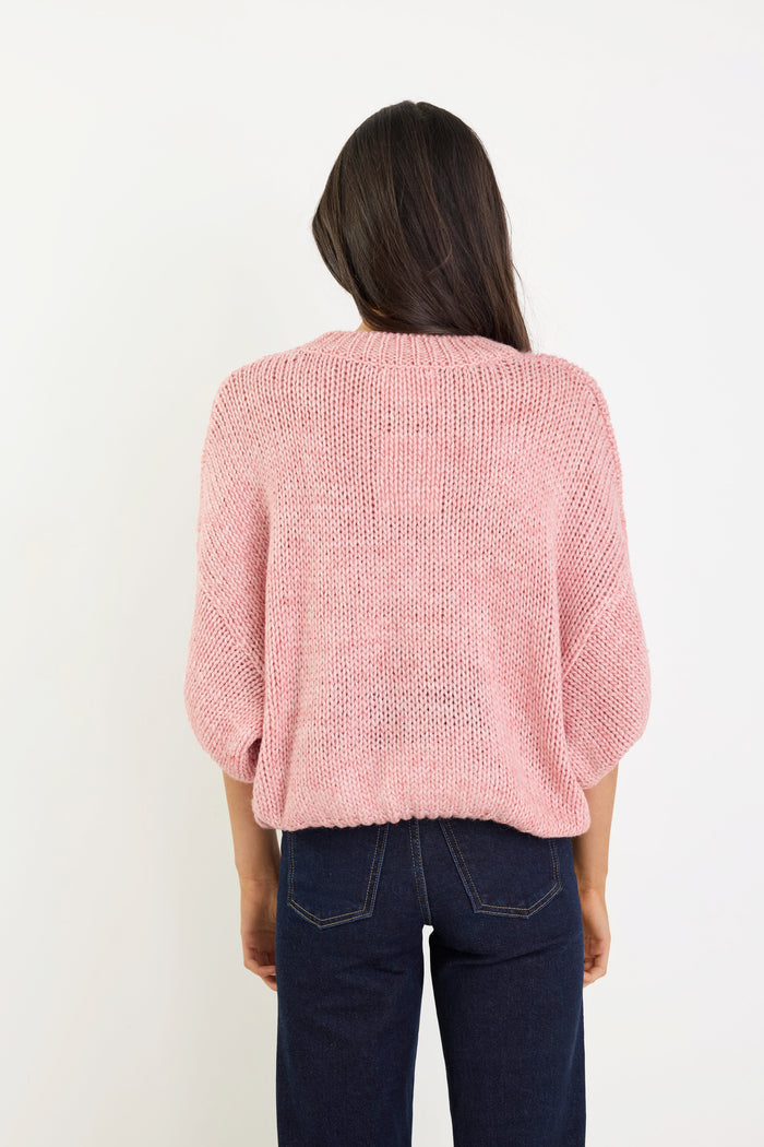 Alora Raspberry Wool Blend SS Knit Top