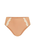 Spell women's Amour Lace High Waisted Brief in Seashell Pink with cream lace trim side panels, front flat view