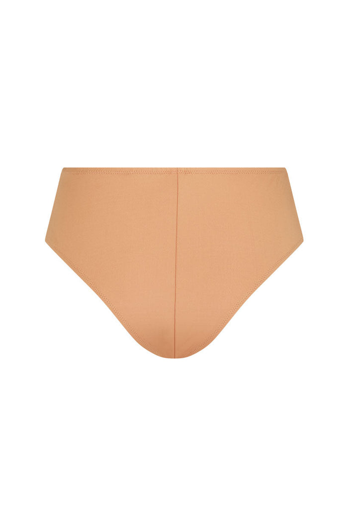 Back view of Amour Lace High Waisted Brief in Seashell Pink showing centre seam and high-rise waistband
