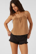 Anya Crinkle Double Gauze Tank Top - Tobacc Brw | O'Neill