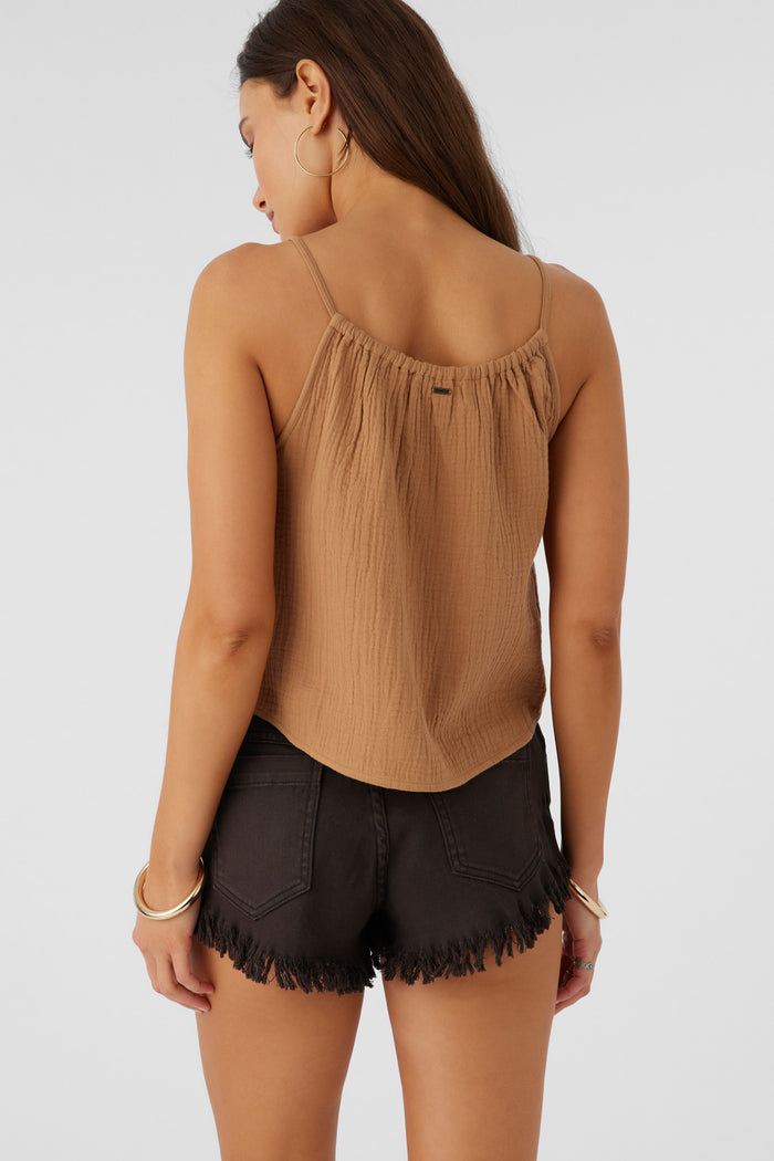 Anya Crinkle Double Gauze Tank Top - Tobacc Brw | O'Neill