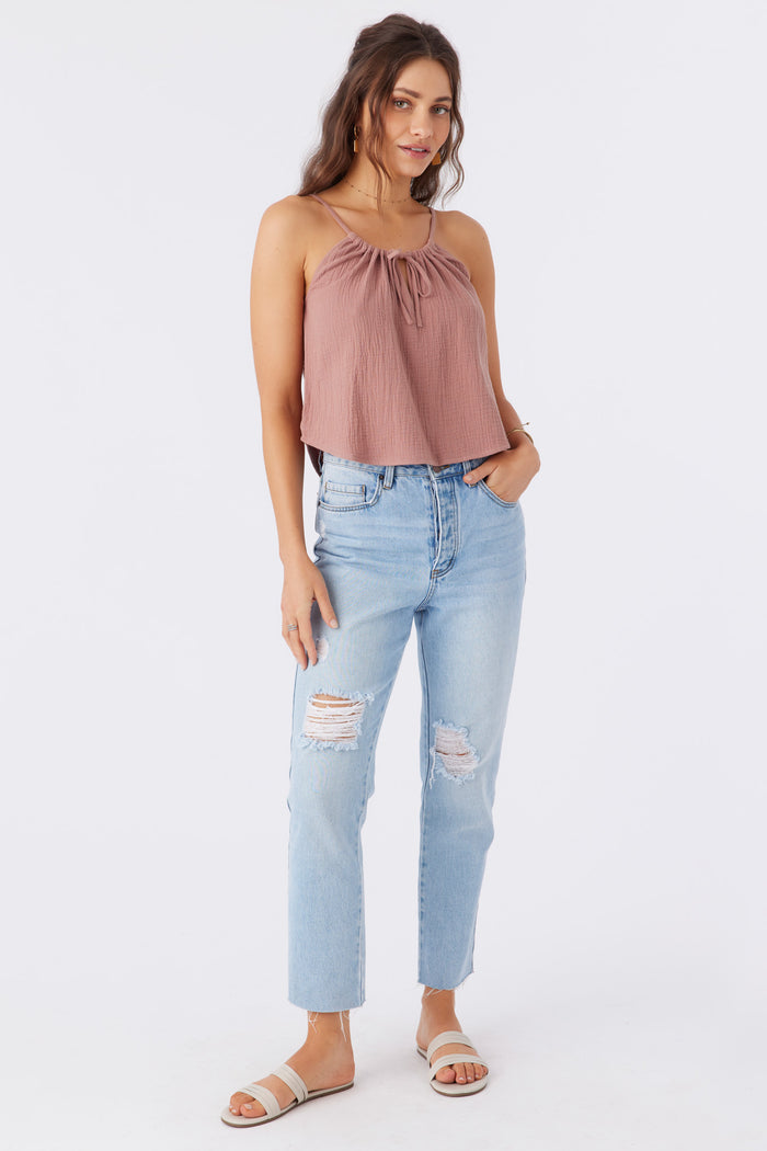 Anya Crinkle Double Gauze Tank Top - Burlwood | O'Neill