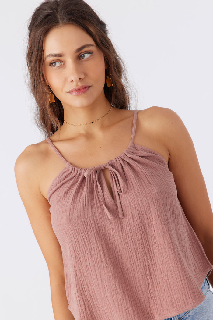 Anya Crinkle Double Gauze Tank Top - Burlwood | O'Neill