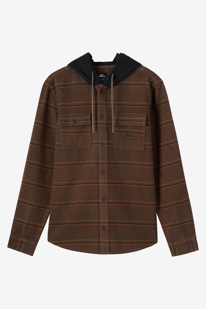 Archer Hooded Flannel Standard Fit Long Sleeve Shirt - Turkish Coffee | O'Neill