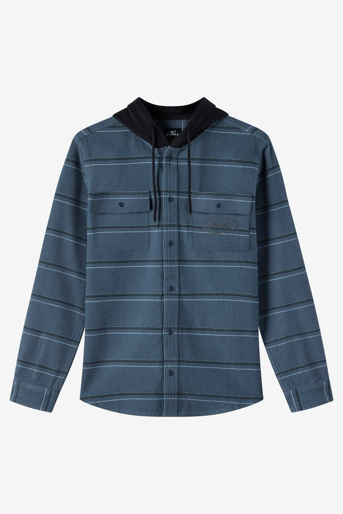 Archer Hooded Flannel Standard Fit Long Sleeve Shirt - Dark Slate | O'Neill