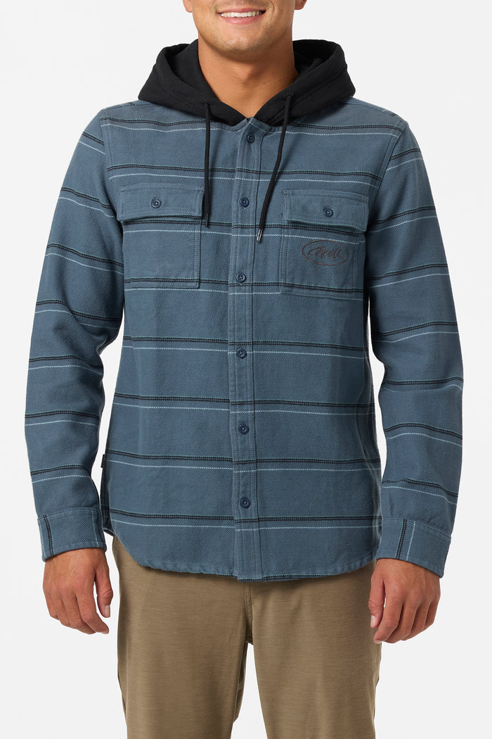 Archer Hooded Flannel Standard Fit Long Sleeve Shirt - Dark Slate | O'Neill