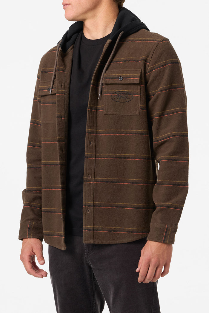 Archer Hooded Flannel Standard Fit Long Sleeve Shirt - Turkish Coffee | O'Neill