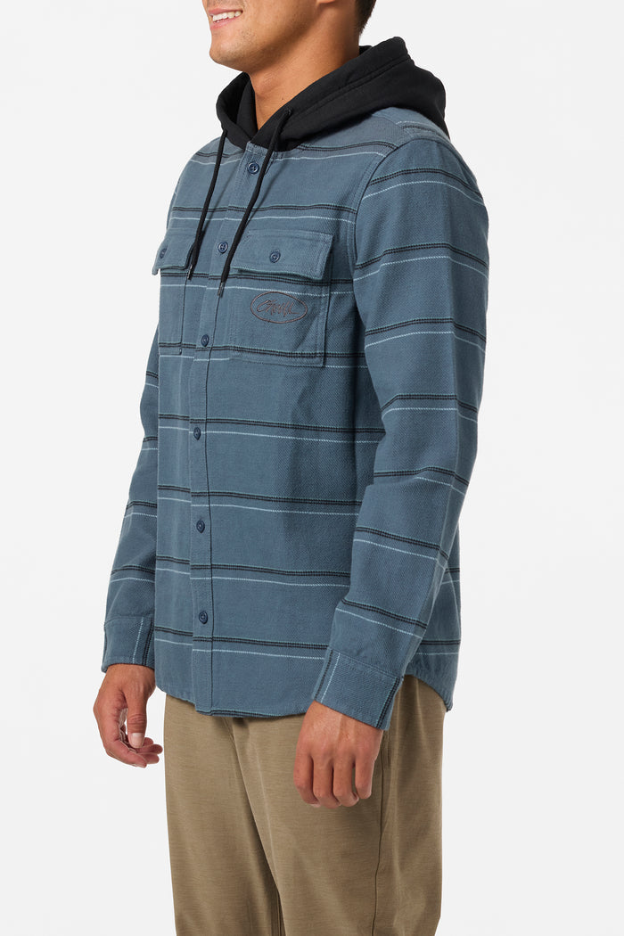 Archer Hooded Flannel Standard Fit Long Sleeve Shirt - Dark Slate | O'Neill
