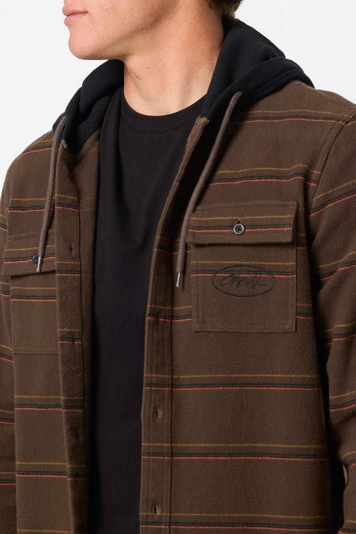 Archer Hooded Flannel Standard Fit Long Sleeve Shirt - Turkish Coffee | O'Neill