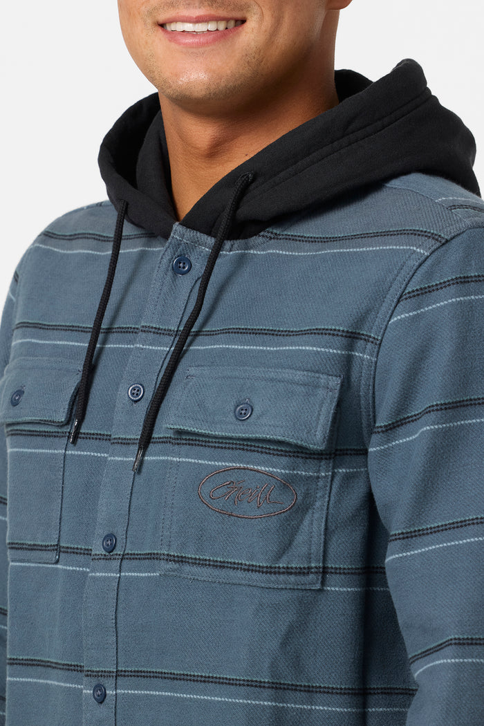 Archer Hooded Flannel Standard Fit Long Sleeve Shirt - Dark Slate | O'Neill