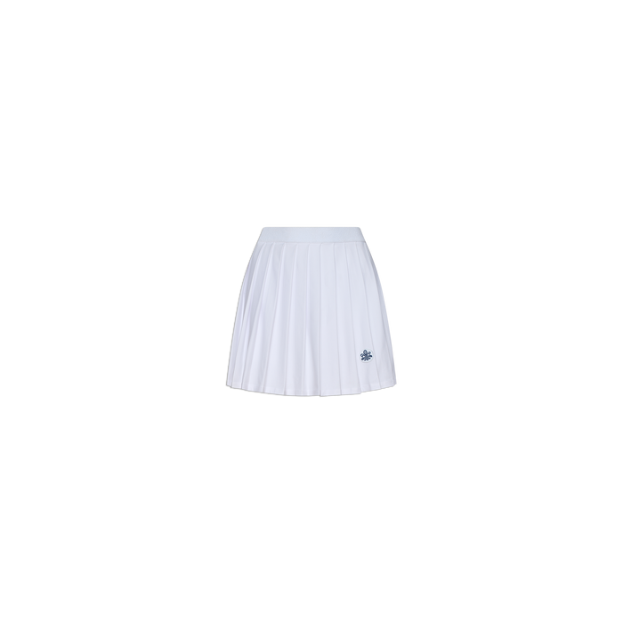 The Aryna Pleated Tennis Skort, featuring a high waistband and a small dark logo near the hem, is displayed on a plain white background.