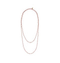 Atelier Long Beaded Chain Necklace doubled on white background, 22K gold-plated brass with dark pink jade beads
