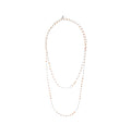 Spell Atelier Long Beaded Chain Necklace Silver Moon, sterling silver with pale pink moonstone beads, 125cm