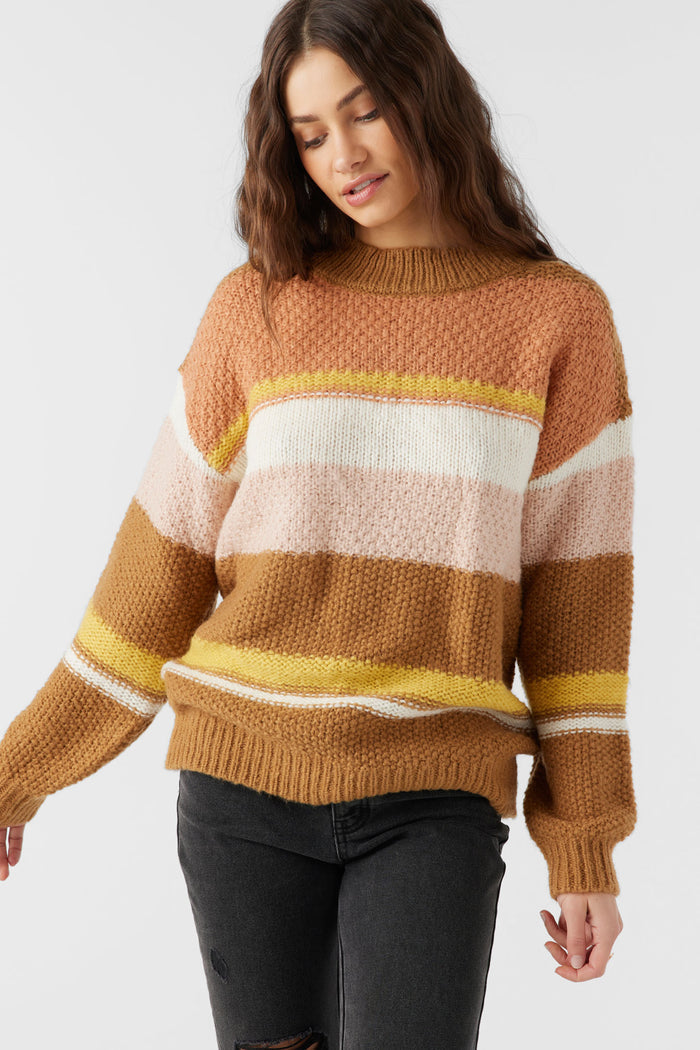 Billie Stripe Mockneck Oversized Sweater - Tobacc Brw | O'Neill