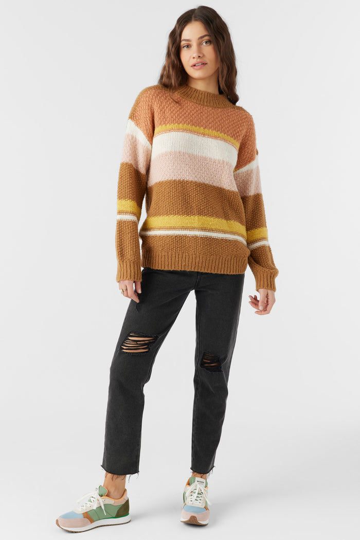 Billie Stripe Mockneck Oversized Sweater - Tobacc Brw | O'Neill
