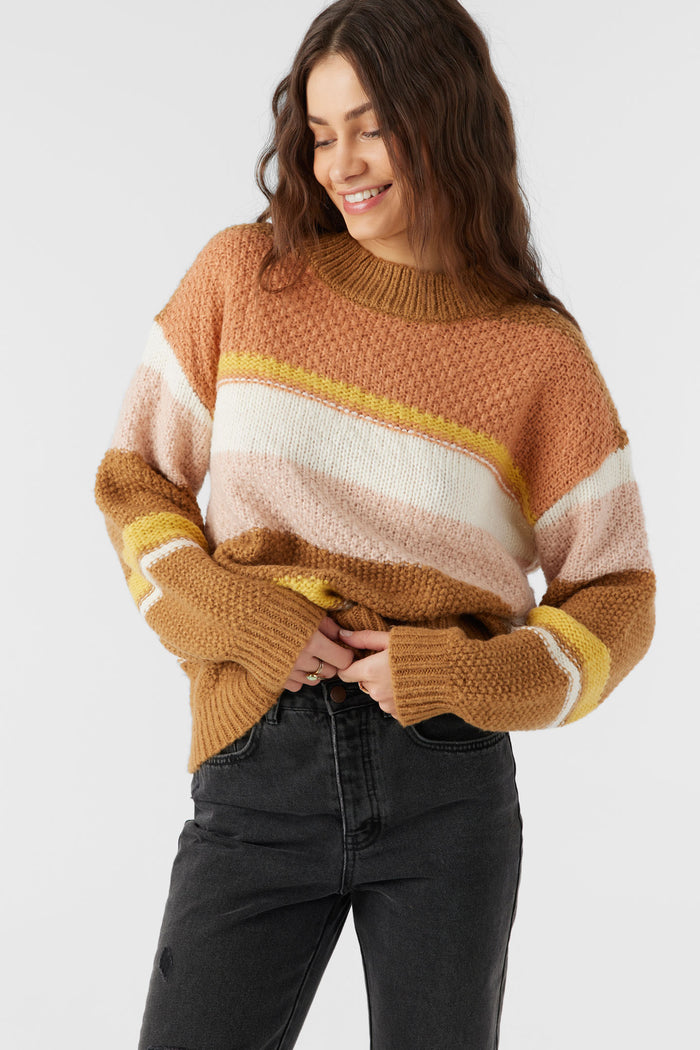 Billie Stripe Mockneck Oversized Sweater - Tobacc Brw | O'Neill