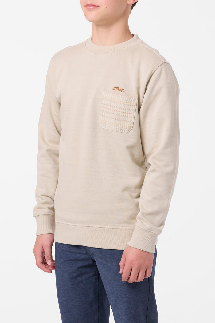 Boy's Bavaro Blocked Crew Shirt Fleece - Lt Khaki | O'Neill