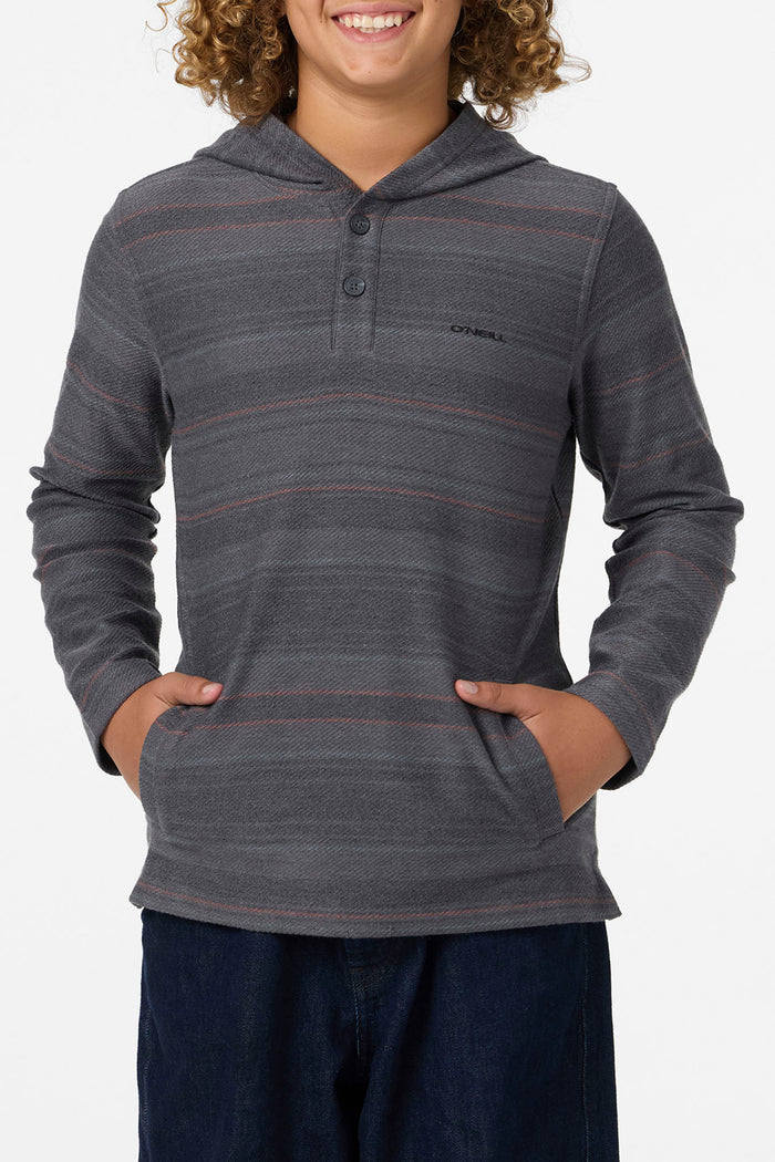 Boy's Bavaro Stripe Poncho Pullover Fleece - Black | O'Neill