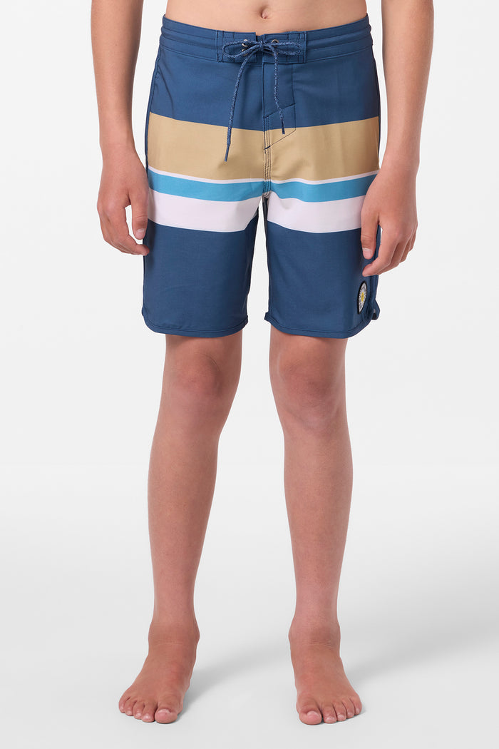 Boy's Cruzer Stripe Scallop 16" Boardshorts - Midnight Navy 2 | O'Neill