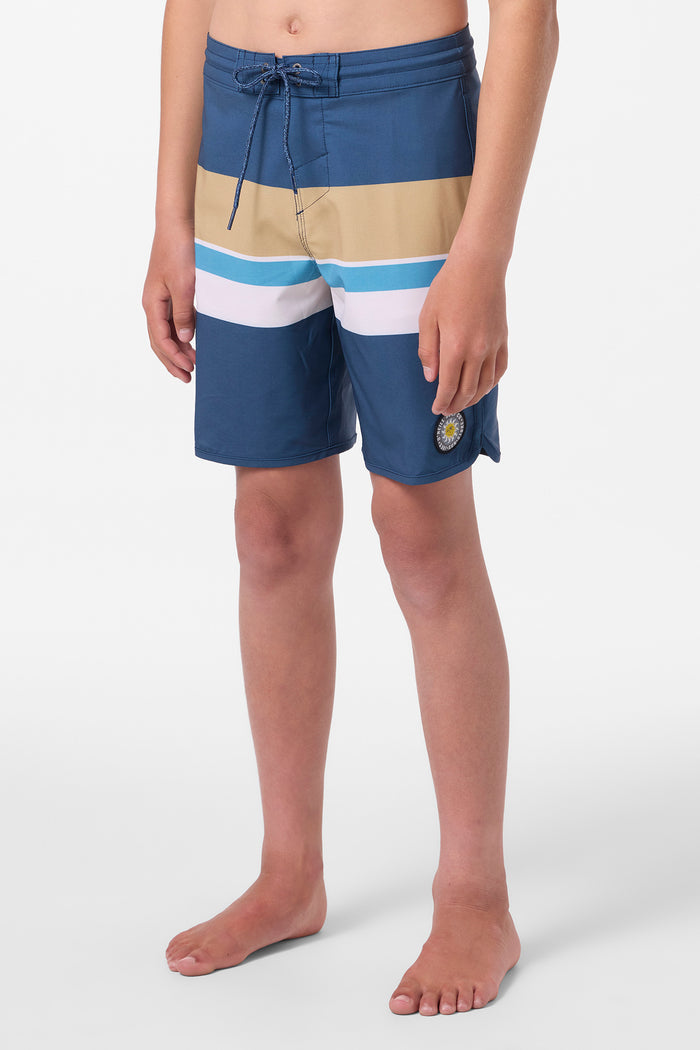 Boy's Cruzer Stripe Scallop 16" Boardshorts - Midnight Navy 2 | O'Neill