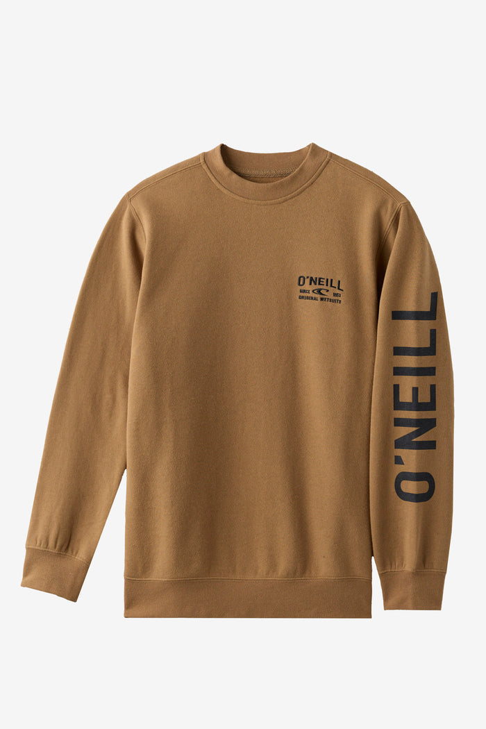 Boy's Fifty Two Cliffs Crew Neck Fleece - Dark Khaki | O'Neill