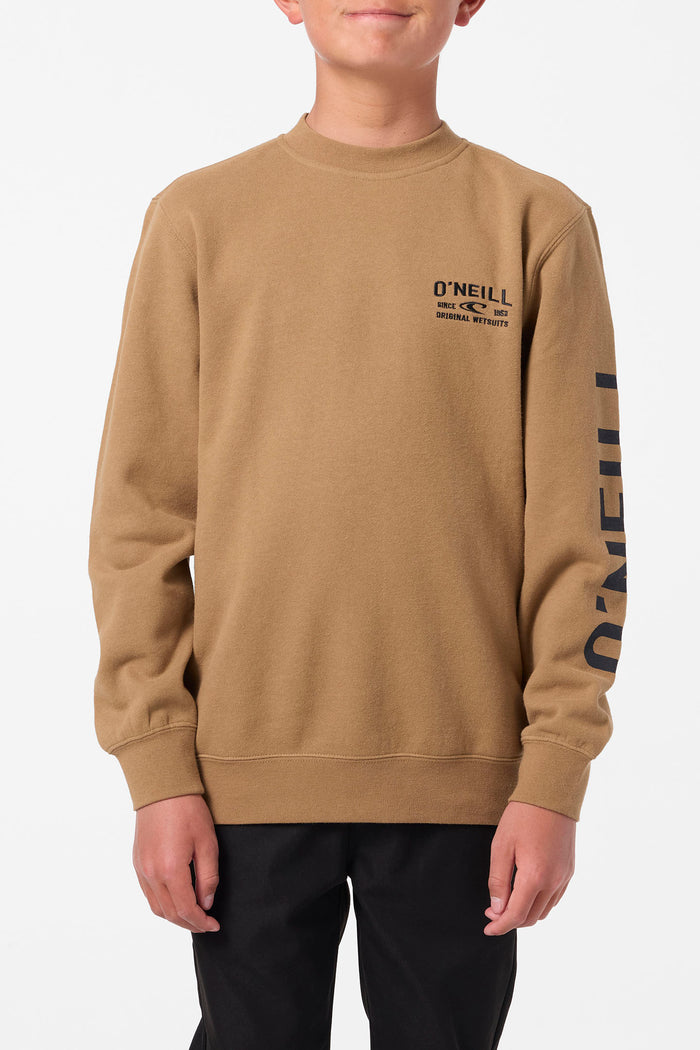 Boy's Fifty Two Cliffs Crew Neck Fleece - Dark Khaki | O'Neill