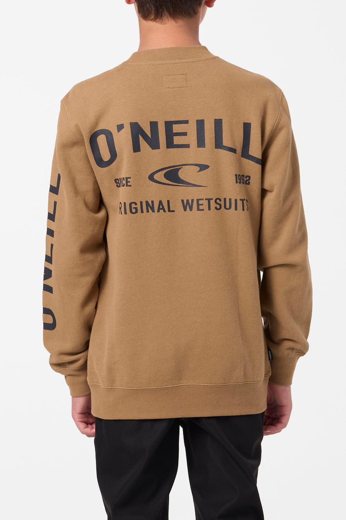 Boy's Fifty Two Cliffs Crew Neck Fleece - Dark Khaki | O'Neill