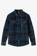 Boy's Glacier Plaid Superfleece Long Sleeve Shirt - Midnight Navy | O'Neill