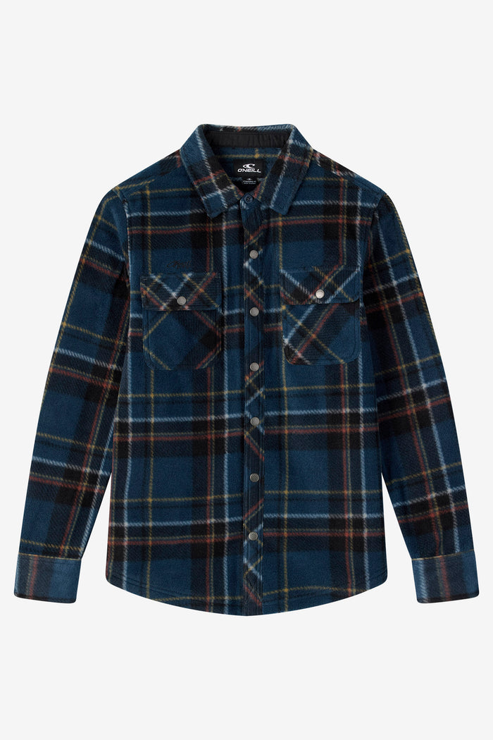 Boy's Glacier Plaid Superfleece Long Sleeve Shirt - Midnight Navy | O'Neill