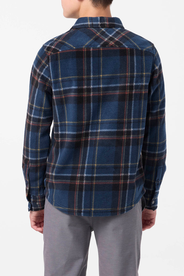 Boy's Glacier Plaid Superfleece Long Sleeve Shirt - Midnight Navy | O'Neill