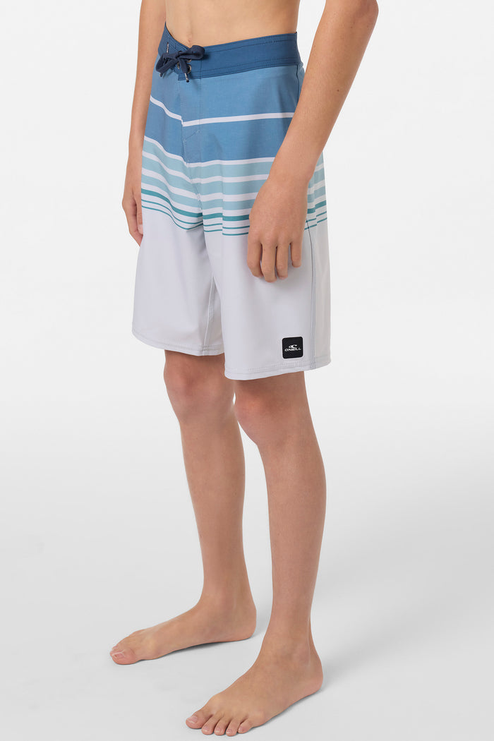 Boy's Hyperfreak Heat Stripe 17" Boardshorts - Fog | O'Neill