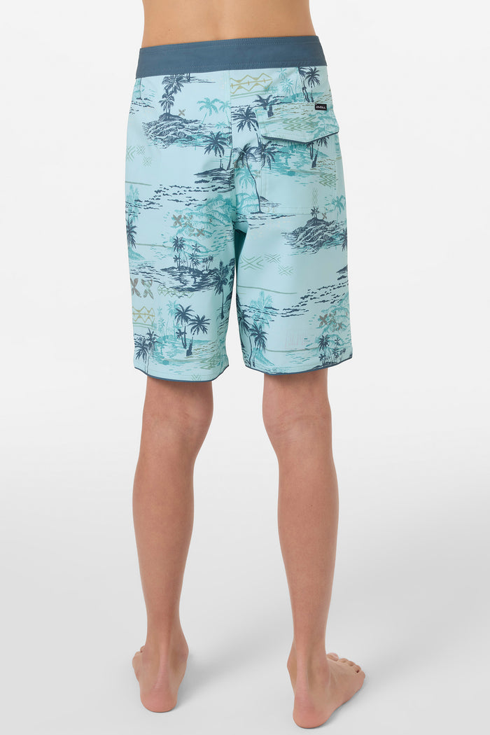 Boy's Hyperfreak Mysto Scallop 17" Boardshorts - Canal Blue | O'Neill