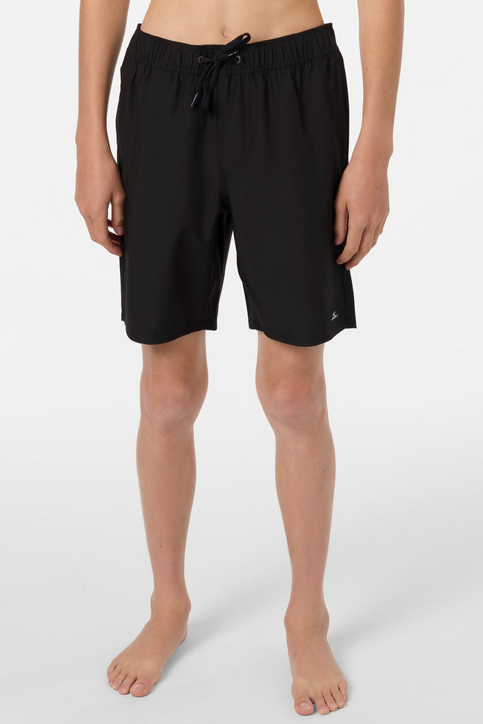Boy's Lennox Hermosa Solid Volley 16" Swim Trunks - Black | O'Neill