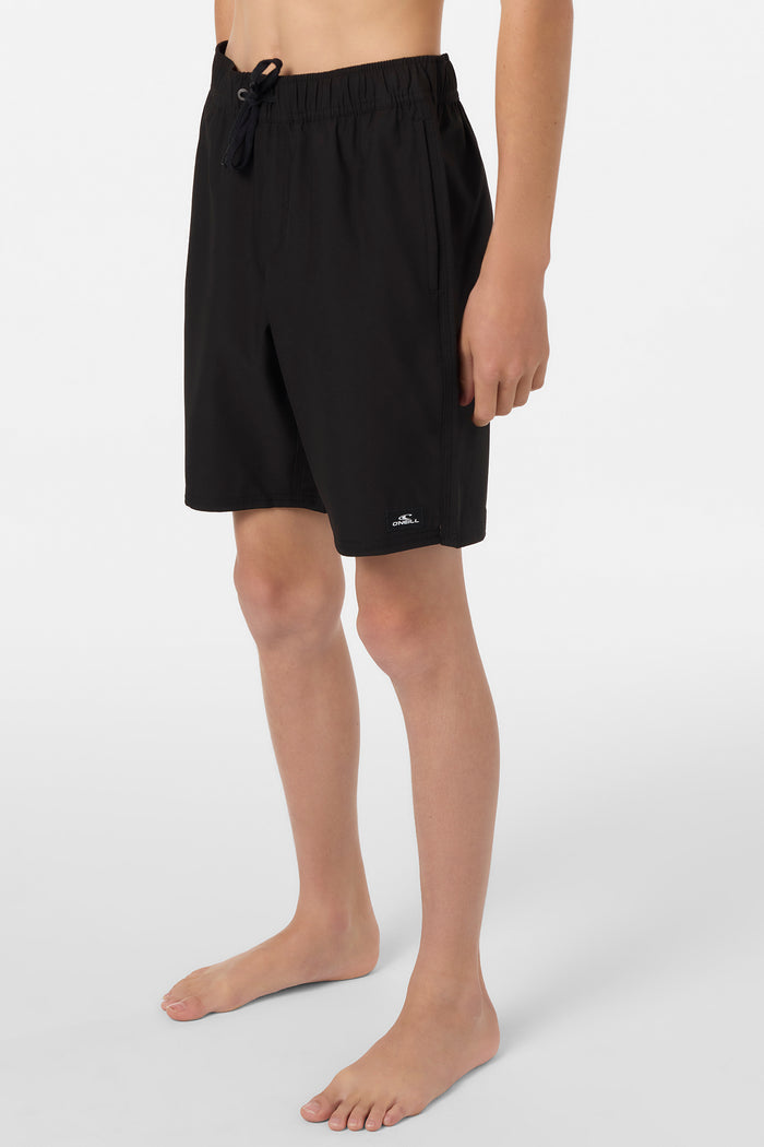 Boy's Lennox Hermosa Solid Volley 16" Swim Trunks - Black | O'Neill