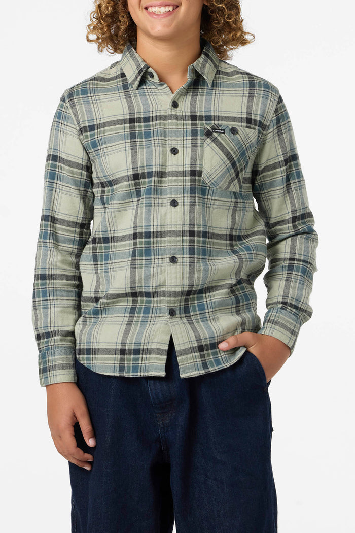 Boy's Redmond Plaid Flannel Long Sleeve Shirt - Sage | O'Neill