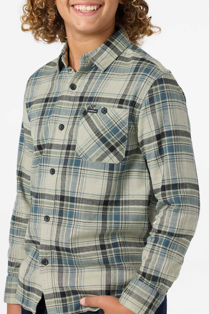 Boy's Redmond Plaid Flannel Long Sleeve Shirt - Sage | O'Neill