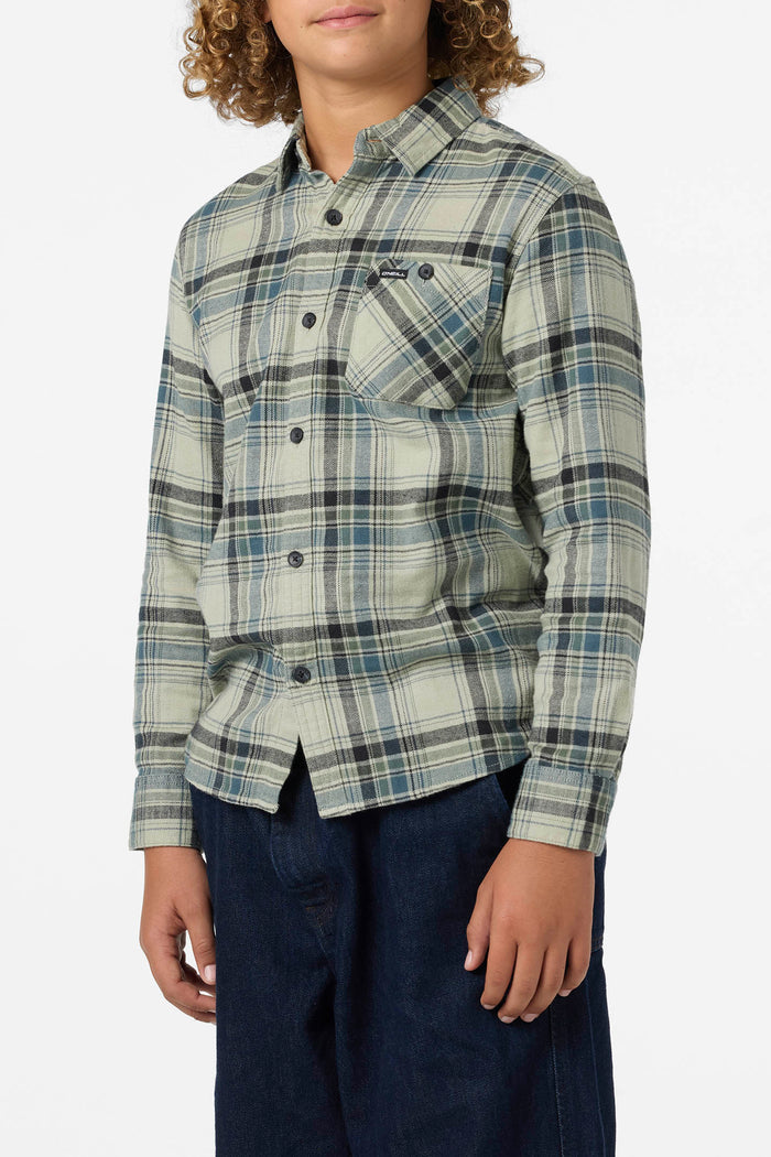 Boy's Redmond Plaid Flannel Long Sleeve Shirt - Sage | O'Neill