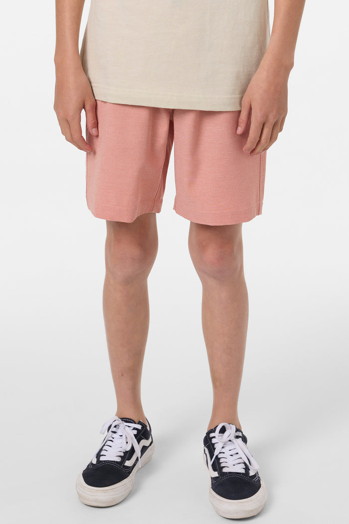 Boy's Reserve Light Check Elastic Waist 16" Hybrid Shorts - Langoustino | O'Neill