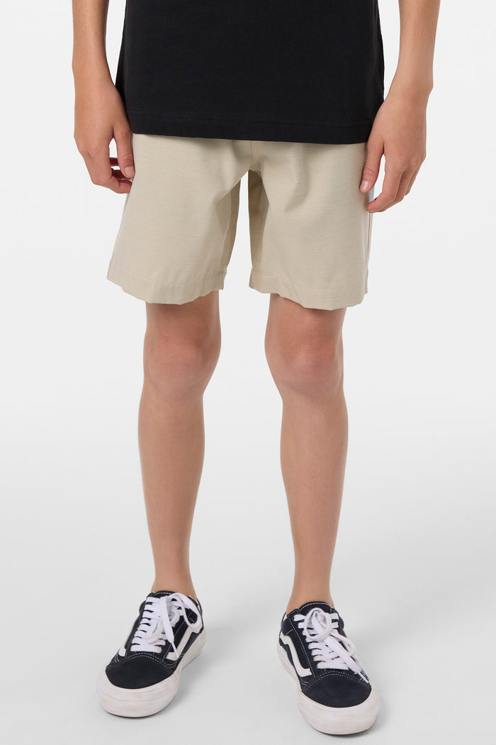 Boy's Reserve Light Check Elastic Waist 16" Hybrid Shorts - Lt Khaki | O'Neill