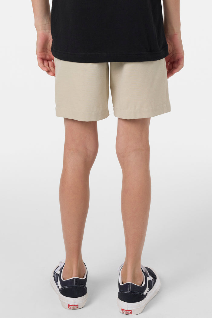 Boy's Reserve Light Check Elastic Waist 16" Hybrid Shorts - Lt Khaki | O'Neill