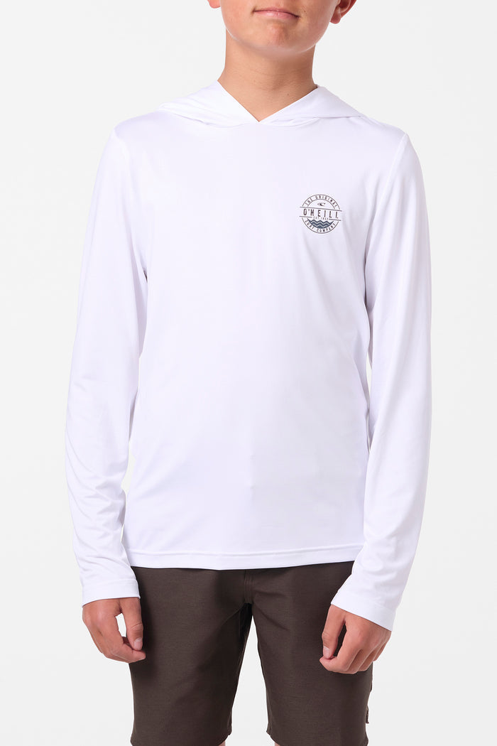 Boy's TRVLR UPF Hooded Blaze Long Sleeve Shirt - White | O'Neill