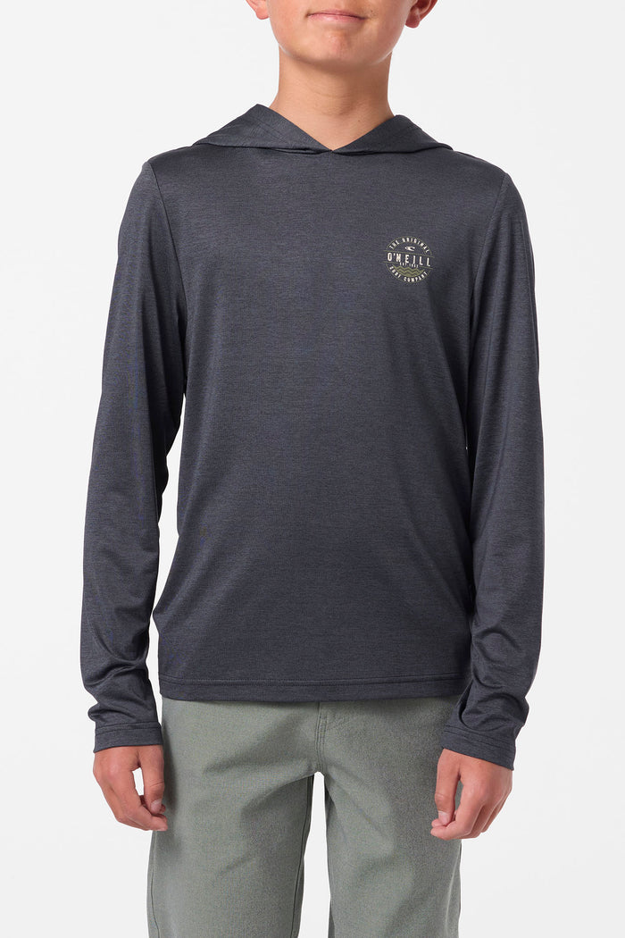 Boy's TRVLR UPF Hooded Blaze Long Sleeve Shirt - Hthr Black | O'Neill