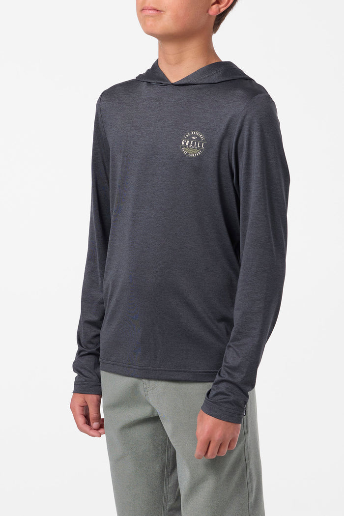 Boy's TRVLR UPF Hooded Blaze Long Sleeve Shirt - Hthr Black | O'Neill