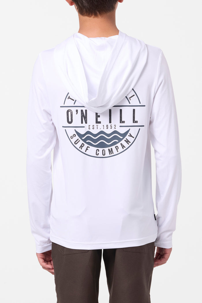 Boy's TRVLR UPF Hooded Blaze Long Sleeve Shirt - White | O'Neill